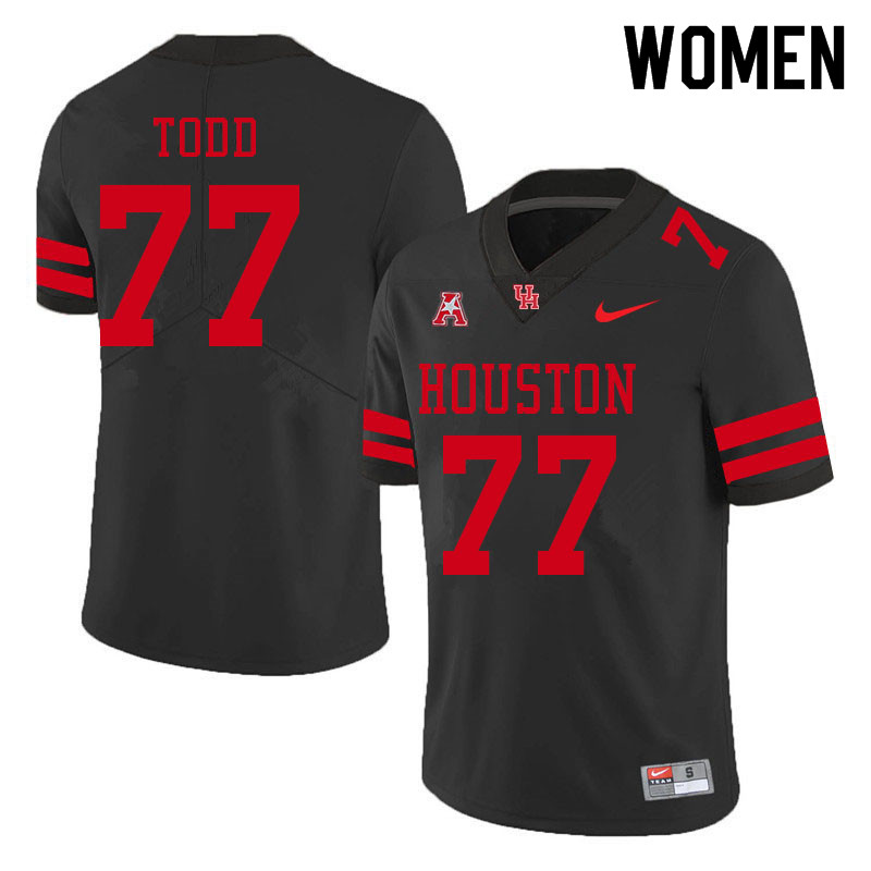 Women #77 Chayse Todd Houston Cougars College Football Jerseys Sale-Black - Click Image to Close